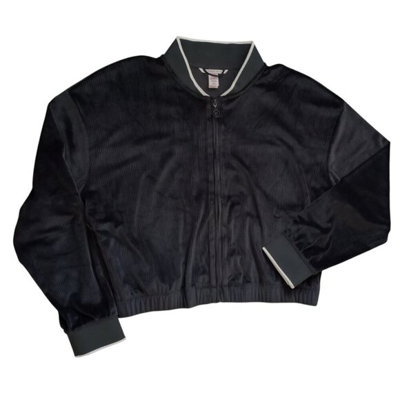Victoria’s Secret Black Ribbed Velour Zip-Up Jacket – Size L - Picture 3 of 10